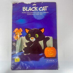 Vintage American Greetings Halloween Honeycomb Decoration Black Cat